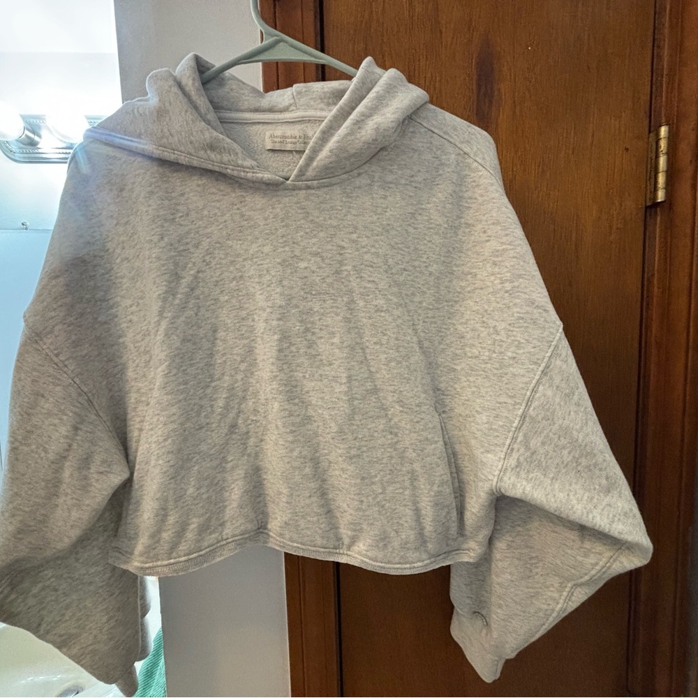 Gray Cropped Hoodie